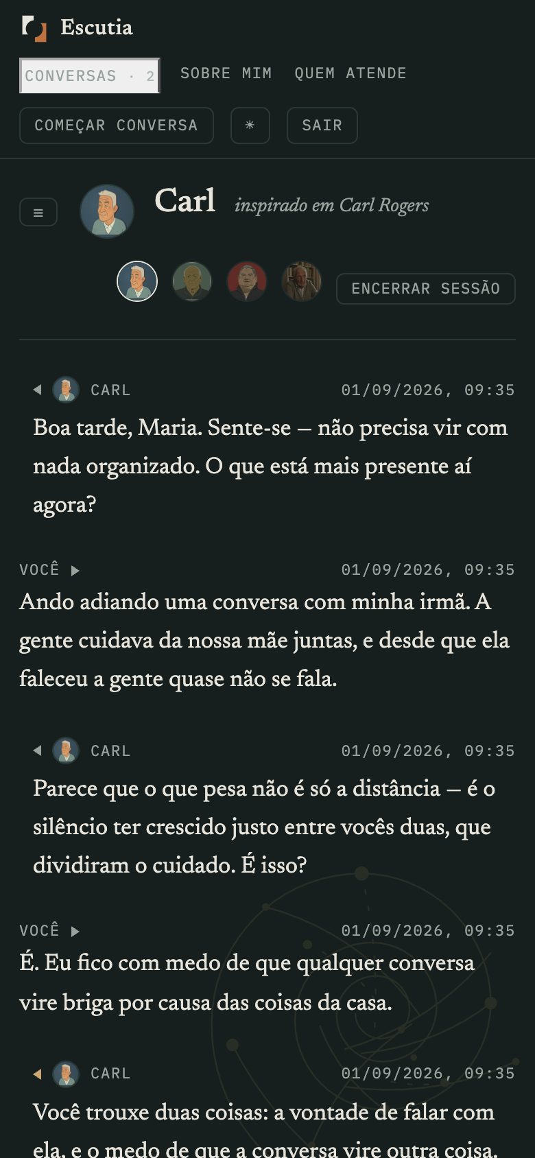 Uma conversa de exemplo com o Carl